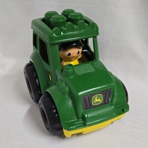 John Deere Mega Blocks Tractor Combine Farmer Driver Kid's Toy Toddler Pretend